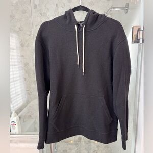 A.P.C. Black wool blend hoodie with drawstrings, size Large
